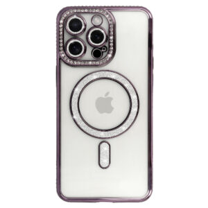 Bling Magsafe dėklas skirtas Apple iPhone 16 Pro violetinės spalvos - Image 3