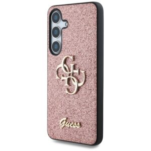Dėklas GUESS Fixed Glitter Big 4G Metal Logo skirtas Samsung Galaxy S25 rožinės spalvos - Image 2