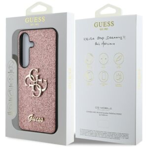 Dėklas GUESS Fixed Glitter Big 4G Metal Logo skirtas Samsung Galaxy S25 rožinės spalvos - Image 8