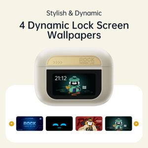 Rock Ausinės bluetooth TWS A5 Pro su LCD ekranu baltos spalvos - Image 3
