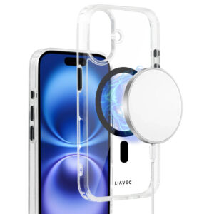 Liavec Glossy Magsafe skaidrus dėklas skirtas Apple iPhone 16 juodos spalvos - Image 8