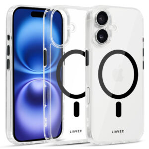 Liavec Glossy Magsafe skaidrus dėklas skirtas Apple iPhone 16 juodos spalvos - Image 2