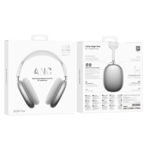 Borofone Ausinės su lankeliu ant galvos BO35 Plus Adorable bluetooth ANC sidabro spalvos - Image 5