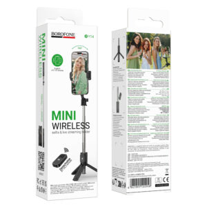 Borofone Selfie Stick BY14 Graceful bluetooth with tripod and remote control juodos spalvos - Image 9