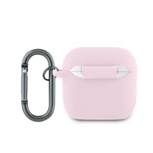 Lacoste Liquid Silicone Croc Logo dėklas skirtas Apple AirPods 4 rožinės spalvos