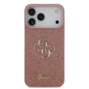 Guess PU Fixed Glitter 4G Metal Logo dėklas skirtas Apple iPhone 17 Pro Max rožinės spalvos - Image 2