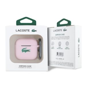 Lacoste Liquid Silicone Croc Logo dėklas skirtas Apple AirPods 4 rožinės spalvos - Image 2