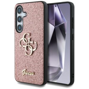 Dėklas GUESS Fixed Glitter Big 4G Metal Logo skirtas Samsung Galaxy S25 rožinės spalvos - Image 1