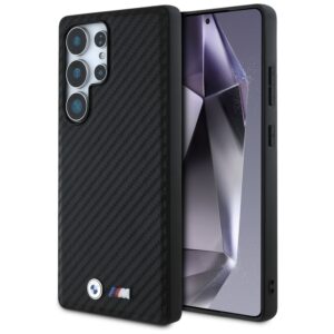 Dėklas BMW Leather Carbon MagSafe skirtas Samsung Galaxy S25 Ultra juodos spalvos - Image 1