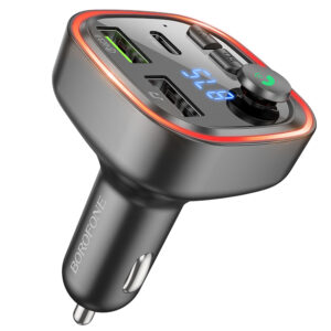 Borofone Transmiter FM BC48 Broad MP3, Bluetooth - 2xUSB + Typ C - QC 3.0 18W juodos spalvos - Image 1