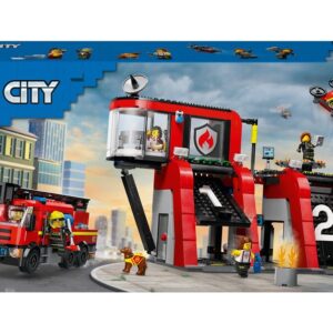 Konstruktorius LEGO City  Gaisrinė su ugniagesių sunkvežimiu