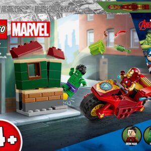 LEGO® Marvel Geležinis žmogus su motociklu ir Halkas 76287