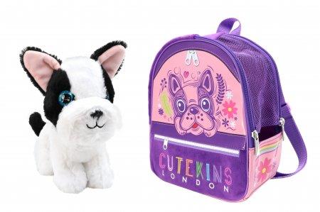 Pliušinis žaislas Cutekins Poochi Poo, baltas/juodas