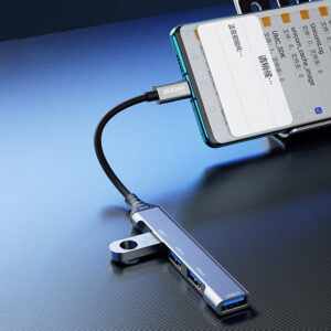 Dudao HUB 4in1 USB-C - 4x USB-A (3 x USB2.0 / USB3.0) 6.3cm juodos spalvos (A16T) - Image 3