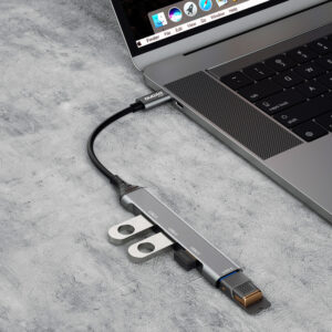 Dudao HUB 4in1 USB-C - 4x USB-A (3 x USB2.0 / USB3.0) 6.3cm juodos spalvos (A16T) - Image 4