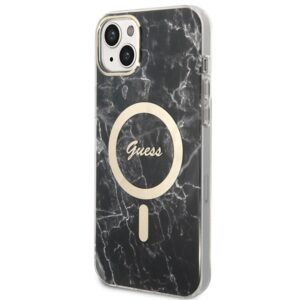 Set Guess GUBPP14SHMEACSK dėklas+ Charger Apple iPhone 14 6.1" juodos spalvos hard dėklas Marble MagSafe - Image 2