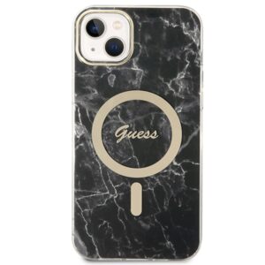 Set Guess GUBPP14SHMEACSK dėklas+ Charger Apple iPhone 14 6.1" juodos spalvos hard dėklas Marble MagSafe - Image 3
