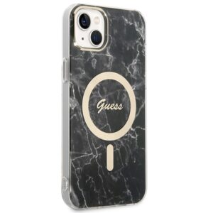 Set Guess GUBPP14SHMEACSK dėklas+ Charger Apple iPhone 14 6.1" juodos spalvos hard dėklas Marble MagSafe - Image 4