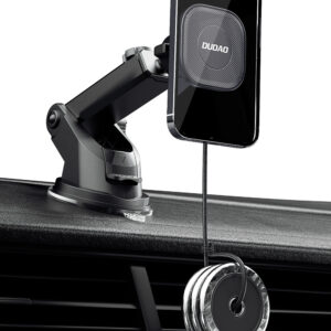 Dudao magnetic car phone holder with telescopic arm juodos spalvos (F6Max) - Image 4