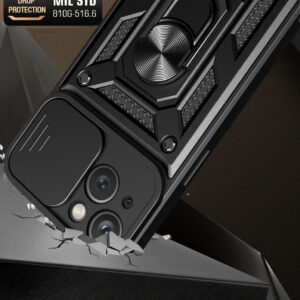 Hybrid Armor Camshield case with stand ir camera dėklas skirtas Apple iPhone 15 - juodos spalvos - Image 2