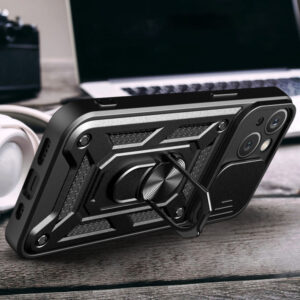 Hybrid Armor Camshield case with stand ir camera dėklas skirtas Apple iPhone 15 - juodos spalvos - Image 4