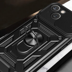 Hybrid Armor Camshield case with stand ir camera dėklas skirtas Apple iPhone 15 - juodos spalvos - Image 5