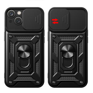 Hybrid Armor Camshield case with stand ir camera dėklas skirtas Apple iPhone 15 - juodos spalvos - Image 6