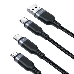 Joyroom Multi-Use Series S-A18 3in1 USB-A - Lightning / USB-C / micro USB kabelis 0.3m - juodos spalvos - Image 4