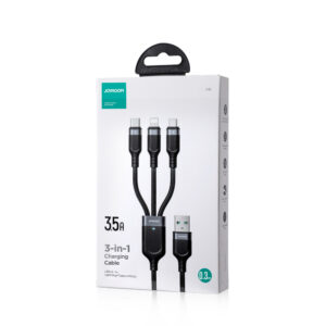 Joyroom Multi-Use Series S-A18 3in1 USB-A - Lightning / USB-C / micro USB kabelis 0.3m - juodos spalvos - Image 5