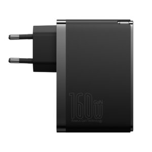 Baseus GaN5 Pro GaN charger 2x USB-C / USB-A 160W - juodos spalvos + USB-C - USB-C 240W kabelis - juodos spalvos - Image 4