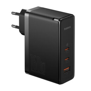 Baseus GaN5 Pro GaN charger 2x USB-C / USB-A 160W - juodos spalvos + USB-C - USB-C 240W kabelis - juodos spalvos - Image 3