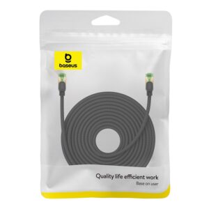 Baseus fast RJ45 cat. tinklo kabelis 8 40Gbps 20m pintas juodos spalvos - Image 5