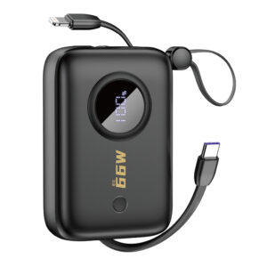 Dudao K14 10000mAh power bank su USB-C / Lightning kabeliais - juodos spalvos