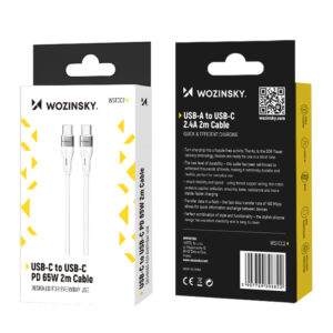 Wozinsky WSTCC2 USB-C / USB-C PD 65W kabelis 2 m - baltos spalvos - Image 5