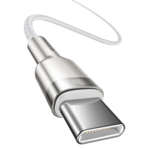 Baseus Cafule Series Metal Data USB-C / USB-C PD QC SCP 100W 5A 1 m kabelis - baltos spalvos - Image 2