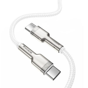 Baseus Cafule Series Metal Data USB-C / USB-C PD QC SCP 100W 5A 1 m kabelis - baltos spalvos - Image 3