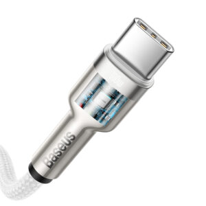 Baseus Cafule Series Metal Data USB-C / USB-C PD QC SCP 100W 5A 1 m kabelis - baltos spalvos - Image 4