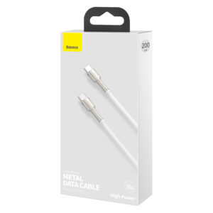 Baseus Cafule Series Metal Data USB-C / USB-C PD QC SCP 100W 5A 1 m kabelis - baltos spalvos - Image 7