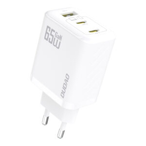 Dudao A29 65W GaN laidinis įkroviklis 2 x USB-C + 1 x USB-A - baltos spalvos