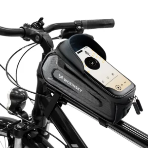 Wozinsky bicycle bag for the frame, armored, with a phone pocket, 1.7 l - juodos spalvos