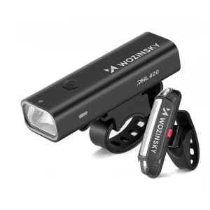 Wozinsky WSBLB2 Front (400 lm) and Rear USB-C Bike Light Set - juodos spalvos