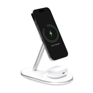 2in1 Puro Mag Station Wireless Charging Station for Phone and Headphones - baltos spalvos