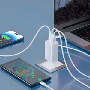 Wozinsky GaN 65W Charger su 2xUSB-C USB Ports su 65W CC kabelis - baltos spalvos - Image 7