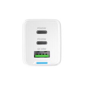 Wozinsky GaN 65W Charger su 2xUSB-C USB Ports su 65W CC kabelis - baltos spalvos - Image 3