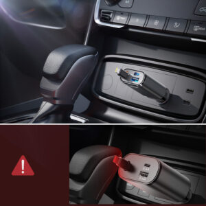 Joyroom JR-CCL07 3-in-1 Car Charger su Built-in Retractable kabelis - pilkos spalvos - Image 3
