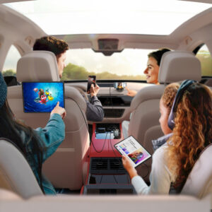Joyroom JR-CCL05 30W 4-in-1 Car Charger su 2 Built-in Retractable kabeliss - pilkos spalvos - Image 6
