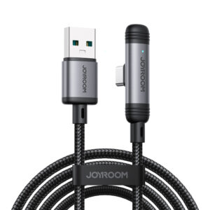 Joyroom S-A56 EnjoyX Series 90° USB-A - USB-C 3A kabelis 1.2m - juodos spalvos