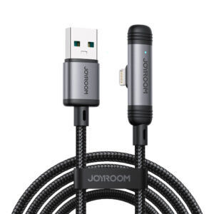 Joyroom S-A56 EnjoyX Series 90° USB-A - Lightning 3A kabelis 1.2m - juodos spalvos