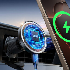 Joyroom JR-ZS502 MagSafe Compatible automobilinis laikiklis with Wireless Charger skirtas Air Vent/Dashboard - juodos spalvos - Image 7