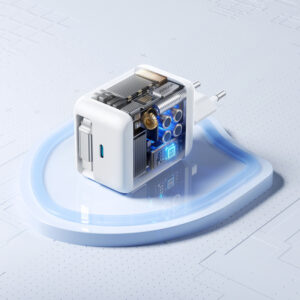 Joyroom JR-TCL06 67W GaN laidinis įkroviklis su Built-in Retractable USB-C kabeliu - baltos spalvos - Image 5